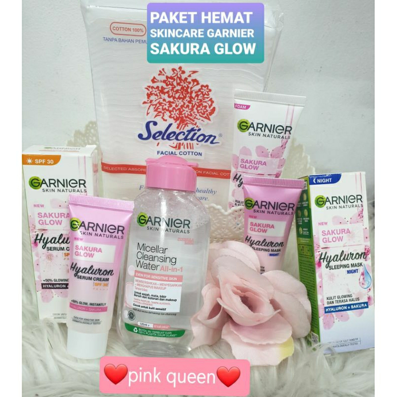 ❤pinkqueen❤ PAKET SKINCARE GARNIER SAKURA GLOW UNTUK KULIT CERAH