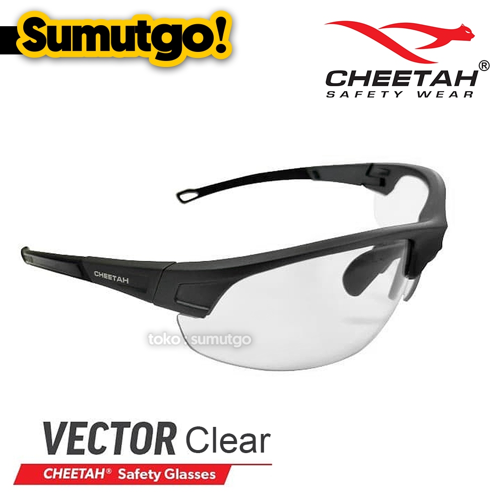 CHEETAH VECTOR CLEAR / Kacamata Trendy Keren VIRAL Putih Bening Pelindung Motor Biker Ojol / Safety 