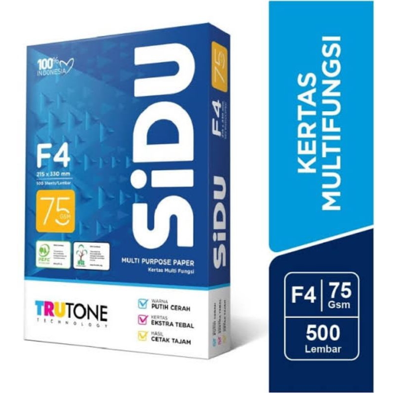 

Kertas HVS / Kertas Fotocopy F4 Folio 75 gr SIDU (Khusus Gojek & Grab)