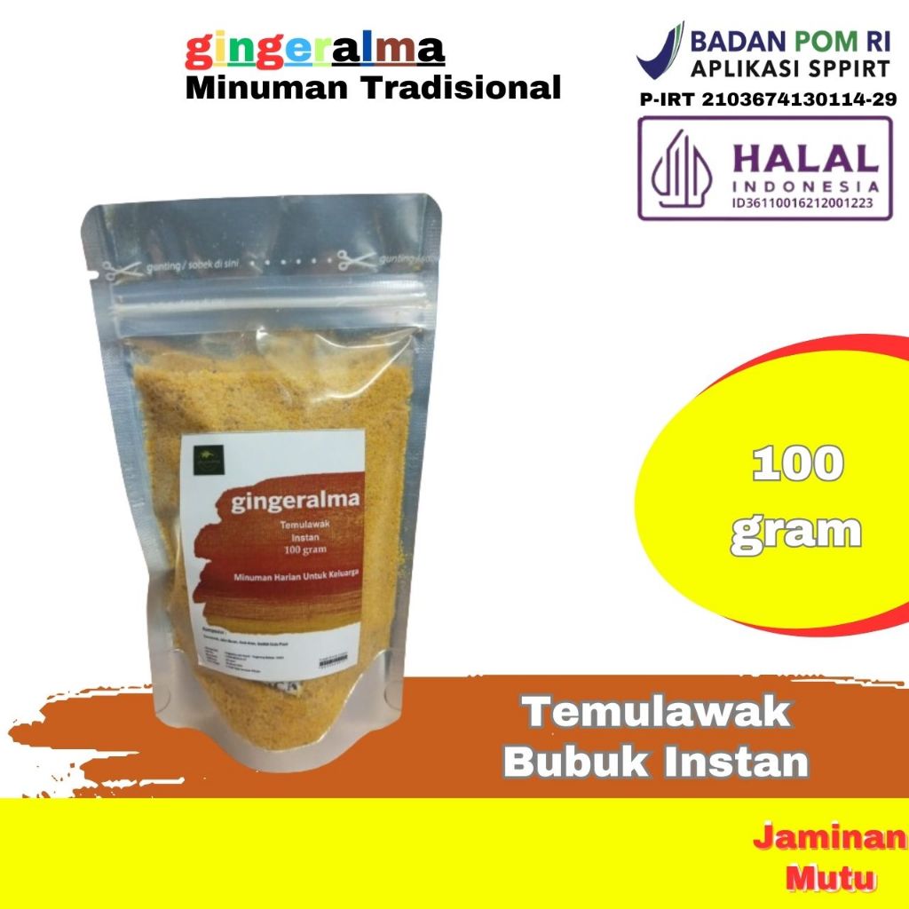 

Temulawak Bubuk Instan 100 Gram Gingeralma