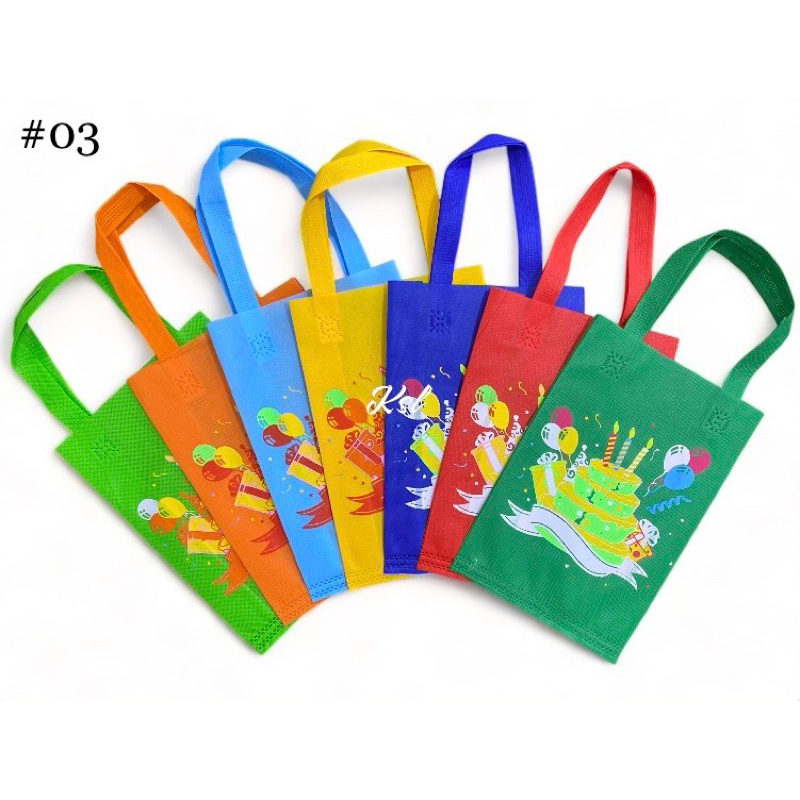 

Tas Spunbond / Tas Kain Belanja / Goodie Bag HLS ( tali lipat samping press bawah ) ULANG TAHUN 20x30+8