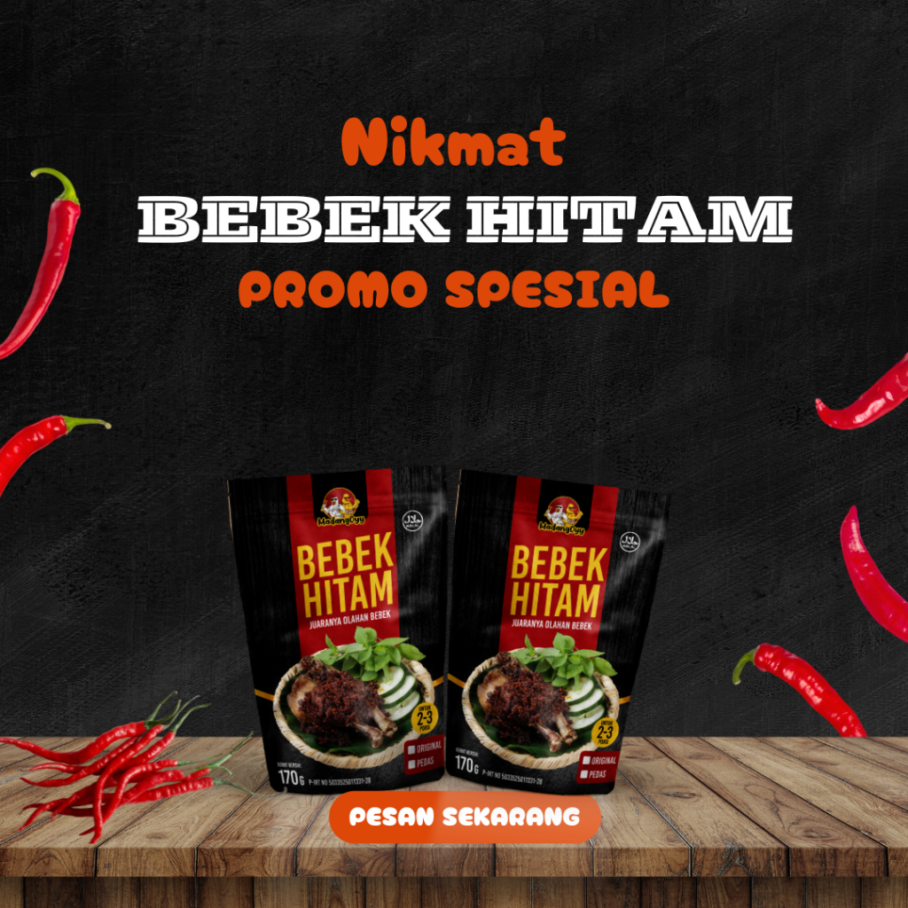 

MadangOyy Bebebk Hitam Khas dengan Bumbu rahasia (2Pcs)