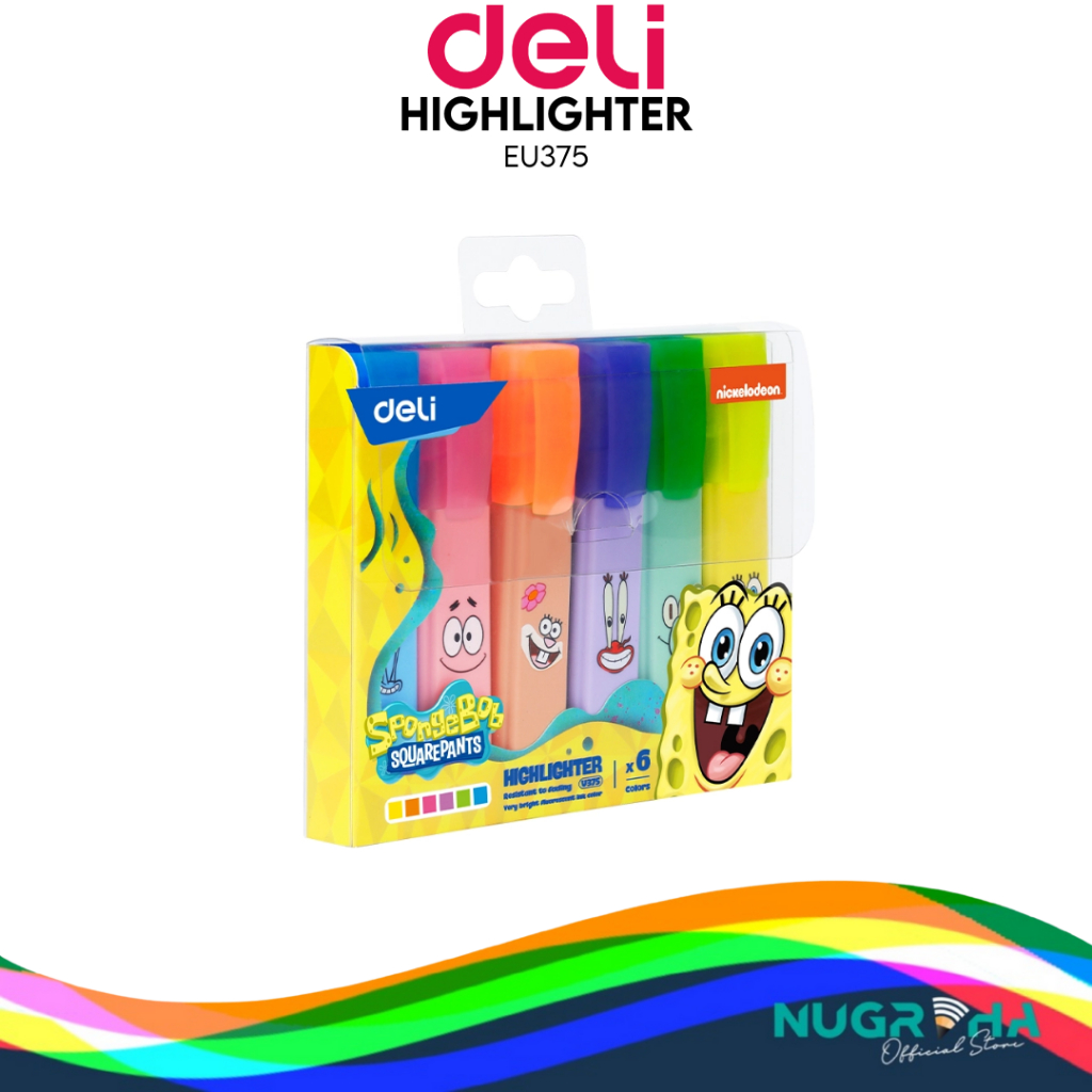 

DELI Highlighter EU375 Set isi 6 Warna Edisi Spongebob