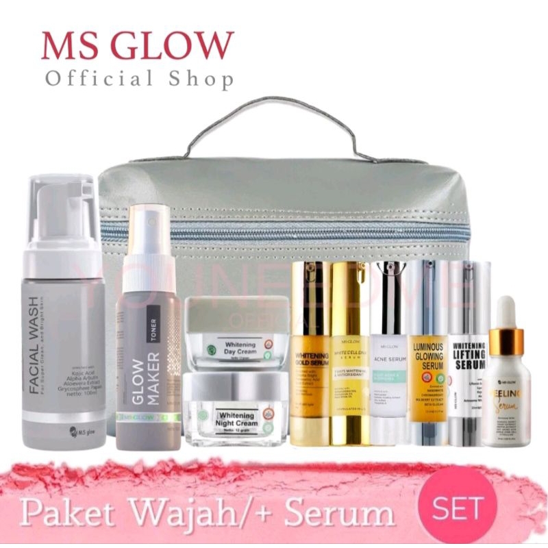 Ms glow paket lengkap original 100% whitening acne luminous ultimate whitecell dna sepaket 1 set ecer paketan ma glow mas glow msglow jogja