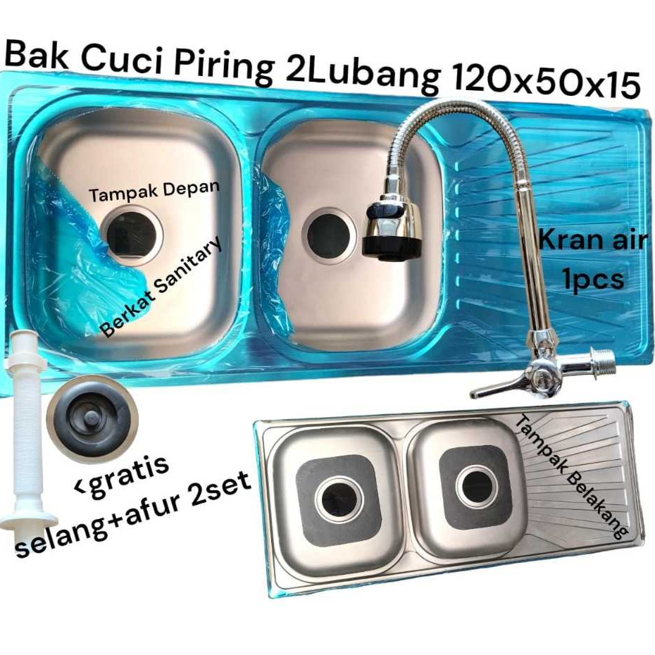 Bak Cuci Piring 2 Lubang & 3 Lubang / Promo Bak Cuci Piring / Sink Cuci Piring / Free Afur + Selang