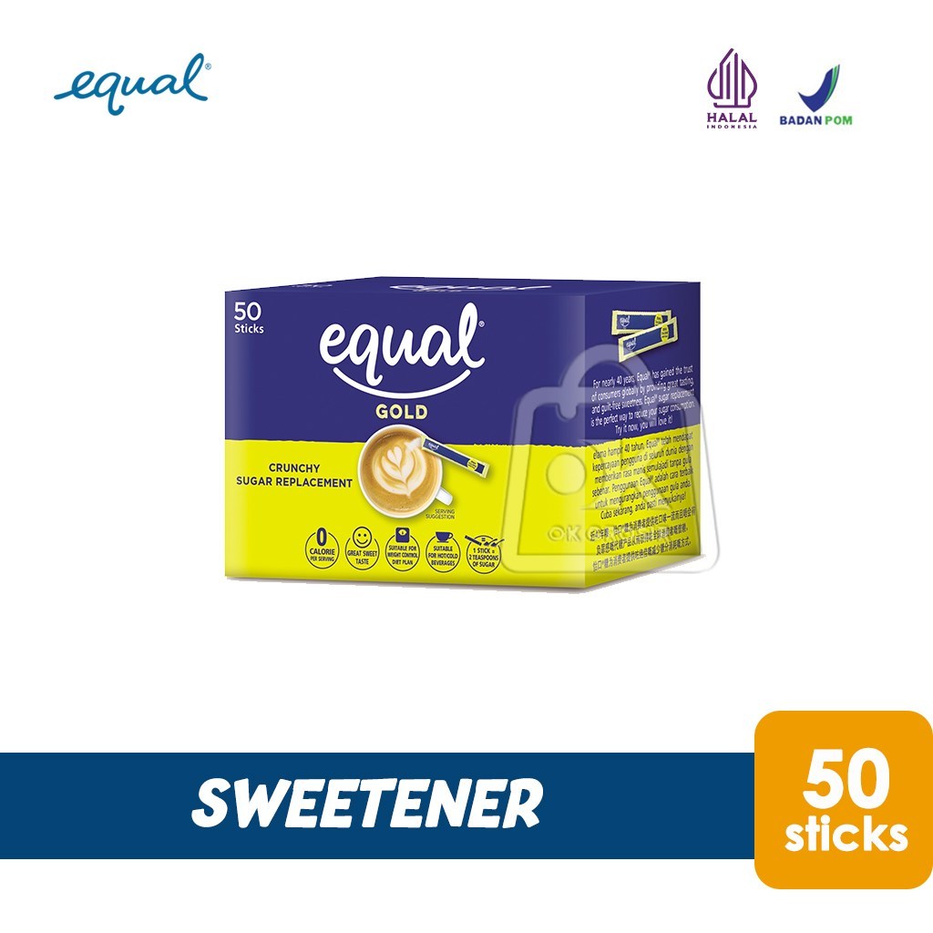 

Gula Pemanis Equal GOLD Sweetener Nol Kalori (1 Box isi 50stik)
