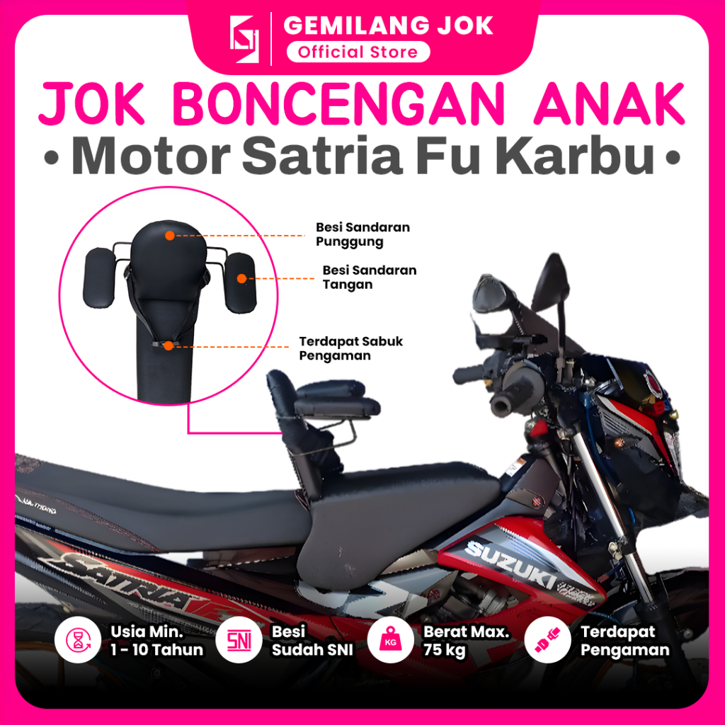 Jok Motor Anak Boncengan Depan Satria Fu Karbu Kursi Dudukan Portable