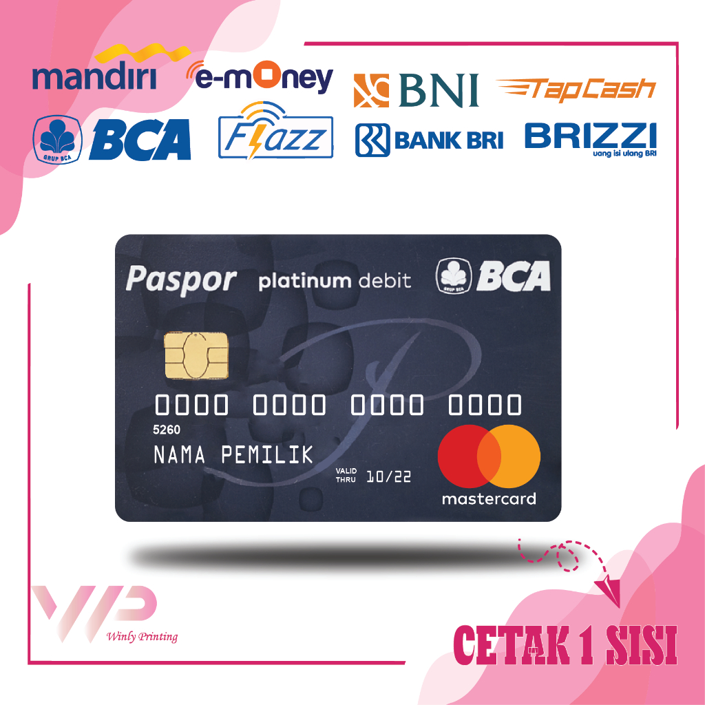 KARTU EMONEY DEBIT KREDIT BCA PLATINUM BLUE MANDIRI FLAZZ BCA GEN 2 BNI TAPCASH BRIZZI BRI - 1 SISI