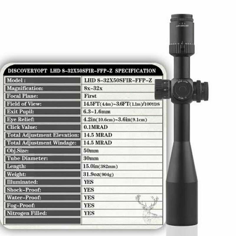 Discovery LHD NV 8-32x50 SFIR ffp Zero Stop