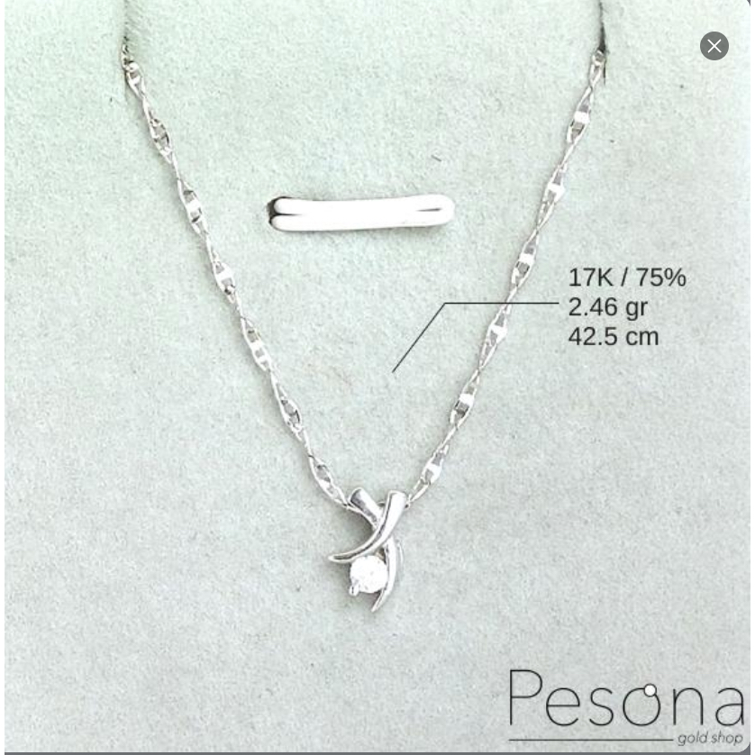 KALUNG KOYEK EMAS PUTIH MODEL SIMPLE X 42,5 cm | 17K | 2,46 gram
