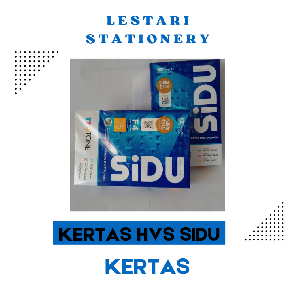 

HVS SIDU A4 /Kertas hvs/kertas putih/Kertas HVS Putih Sidu 75 gsm /kertas hvs sidu/ Lestari stationery
