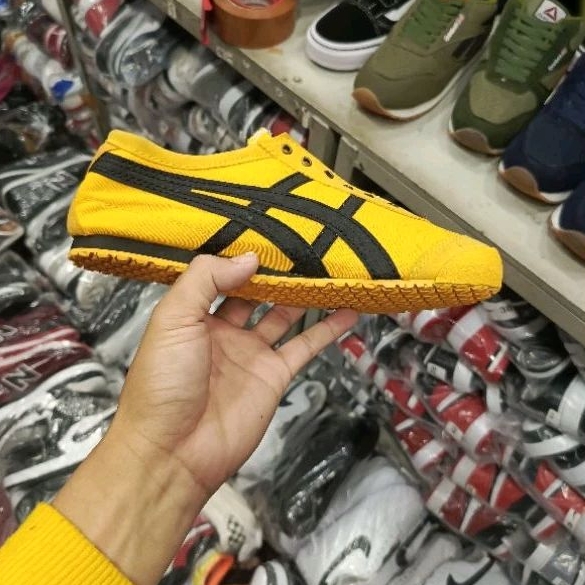 sepatu sneakers casual slip on pria wanita kuning remaja dewasa onitt sukka ukuran 36-43