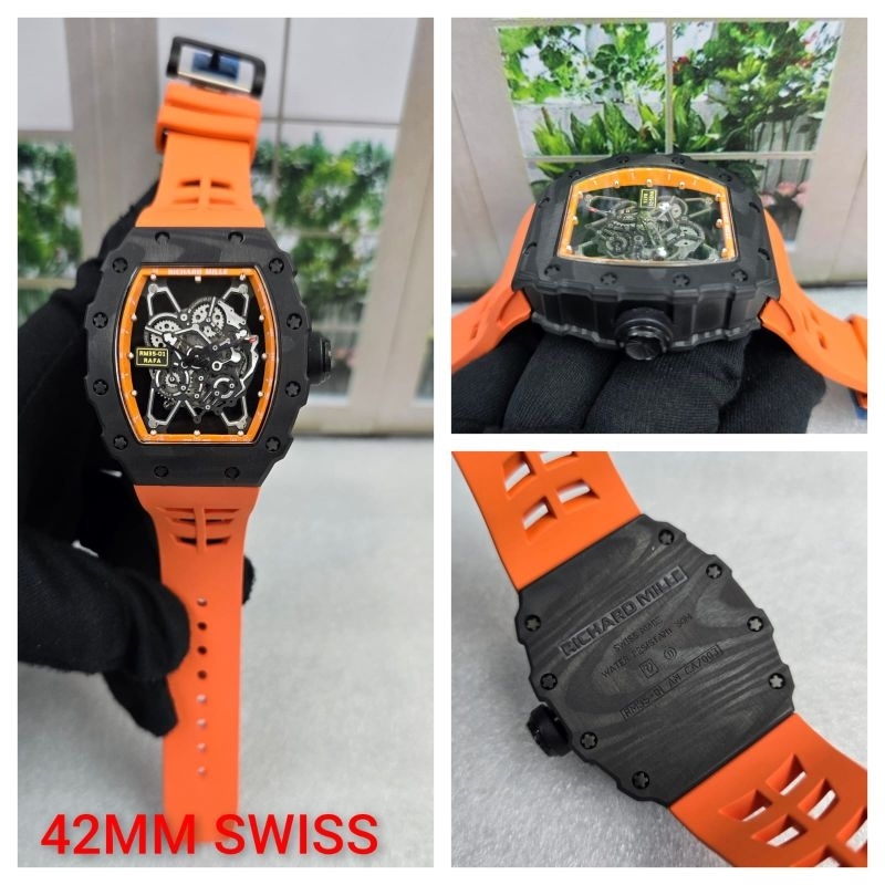 JAM TANGAN COWOK RM RAFA 35.01 AUTOMATIC BODY CARBON SWISS CLONE  4.2MM