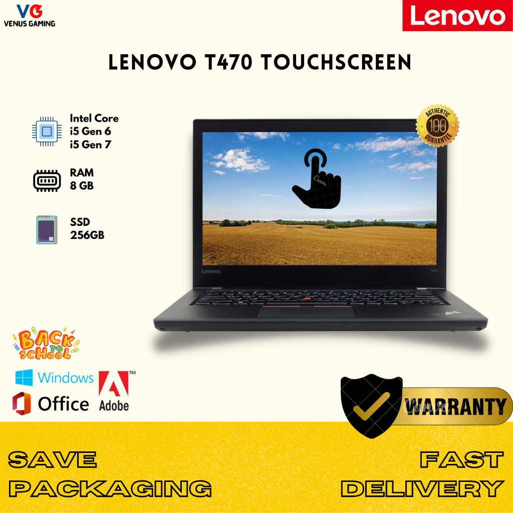 Laptop MURAH Lenovo T470 Touchscreen Core i5 Gen 7 RAM 8GB SSD 256GB