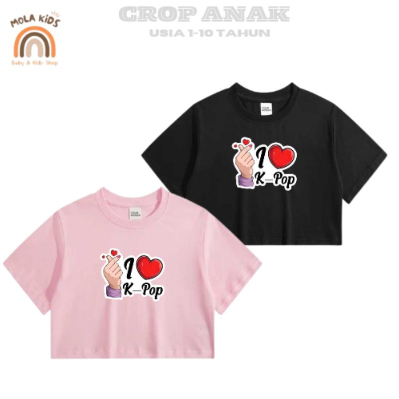 MOLAKIDS Kaos anak / Tshirt Crop top anak perempuan usia 2-13 tahun korean style Baju anak perempuan