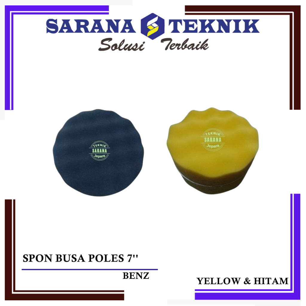 SPON BUSA POLES 7 INCH BENZ HITAM DAN KUNING