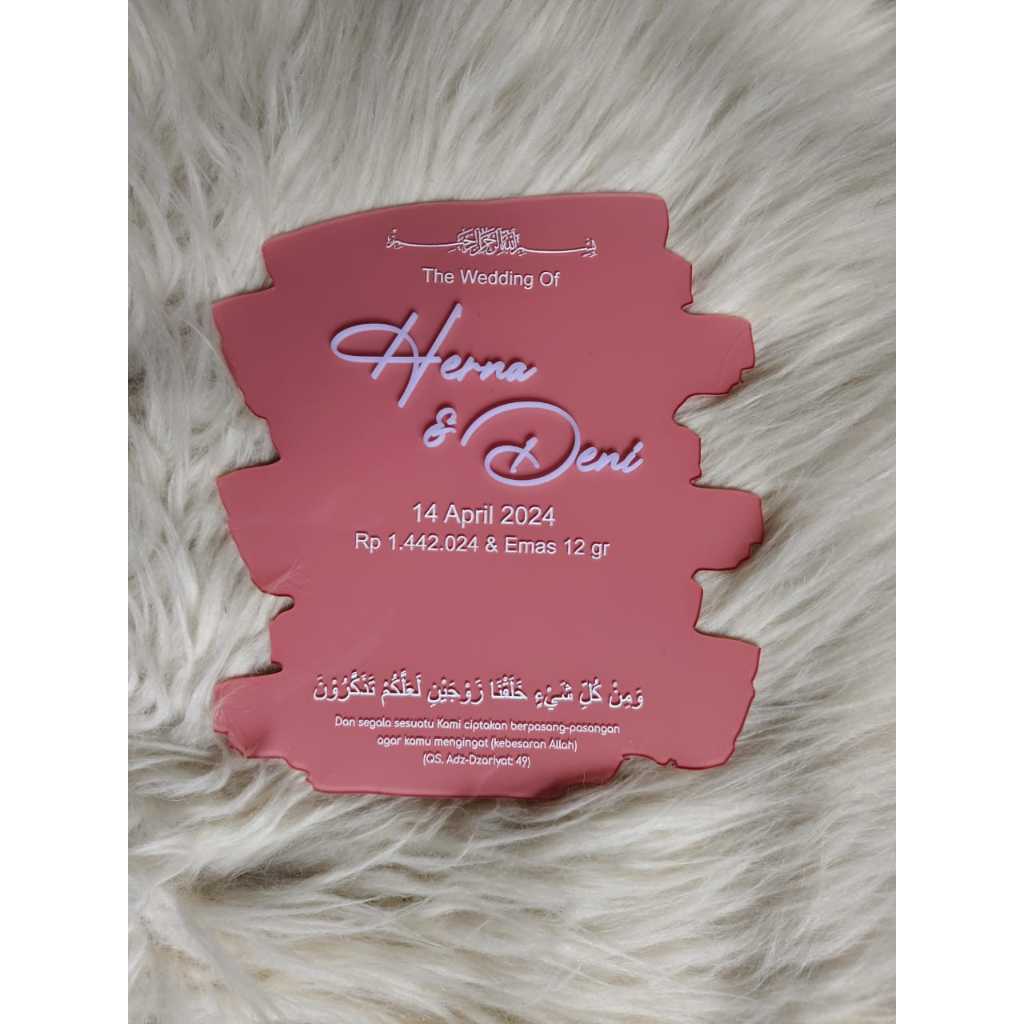 Akrilik Brush Custom Nama Mahar Model Scrabbook Paper Painting Kertas Acrylic Tulisan Pasangan Penga