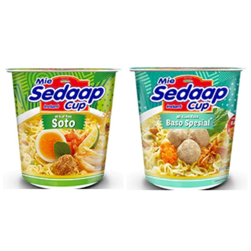 

Mie Sedaap Cup Kuah 77gr (Bakso, Soto) Sedap