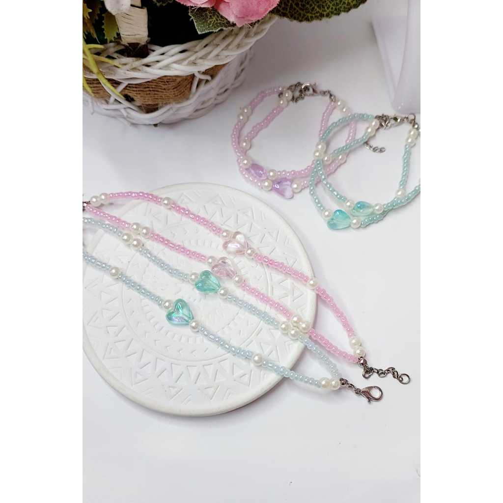 Gelang Manik Astethic Love I Gelang manik-manik lucu I Gelang Anak-Dewasa I Gelang Handmade