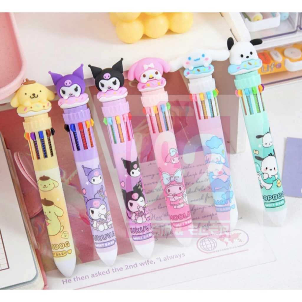 

V2_Pen Gel 10W Sanrio/Bolpoin 10 Warna Karakter Kartun Pulpen Karakter 10 Warna