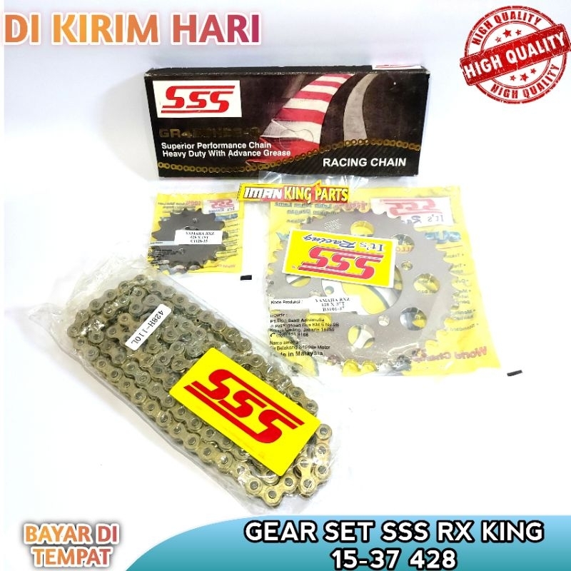 GEAR SET SSS 428 RX KING NEW 15-37 HIGH QUALITY COCOK UNTUK TURING