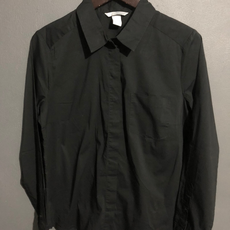 Kemeja H&M Hitam Polos Original