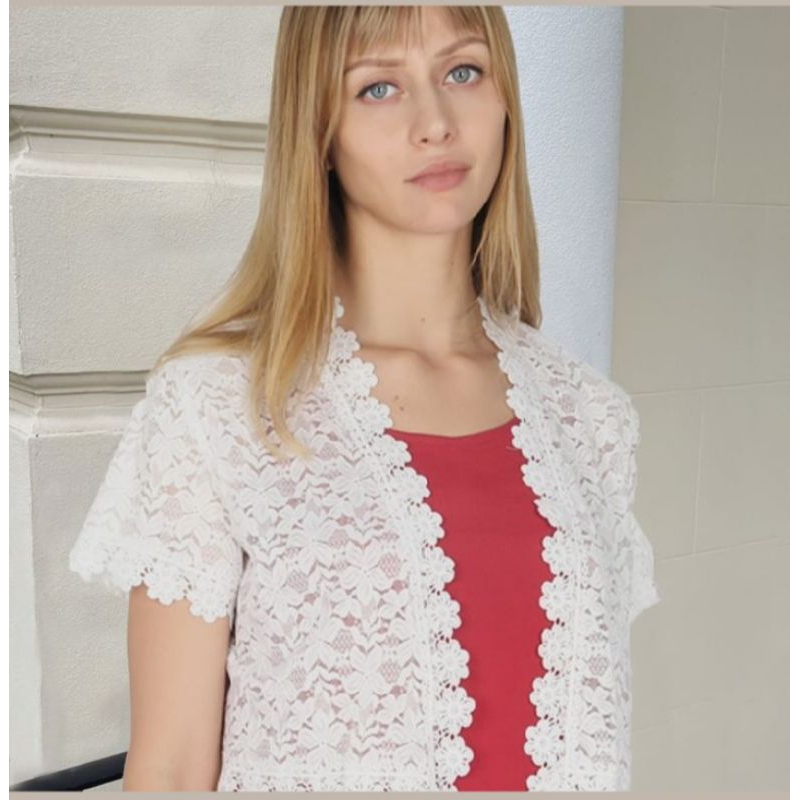 DISKON AUTER RENDA BROKAT KEKINIAN.AUTER KARDIGAN BROKAT SYAHRINI