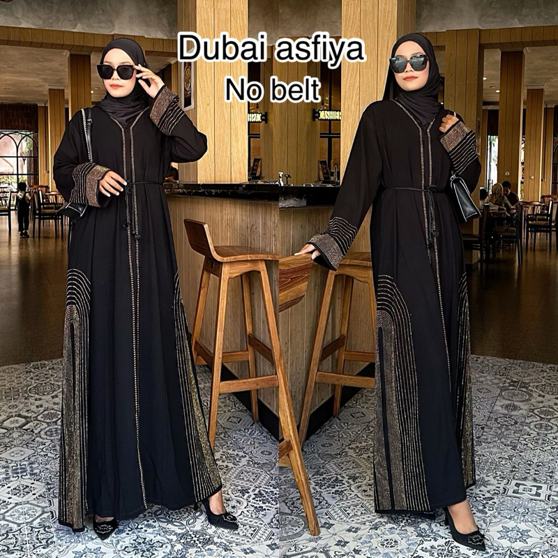 Exclusive Abaya Gamis Hitam Turkey Dress Maxi Arab Saudi Bordir Turki Mom & Kids Dubai Asfiya Gold (