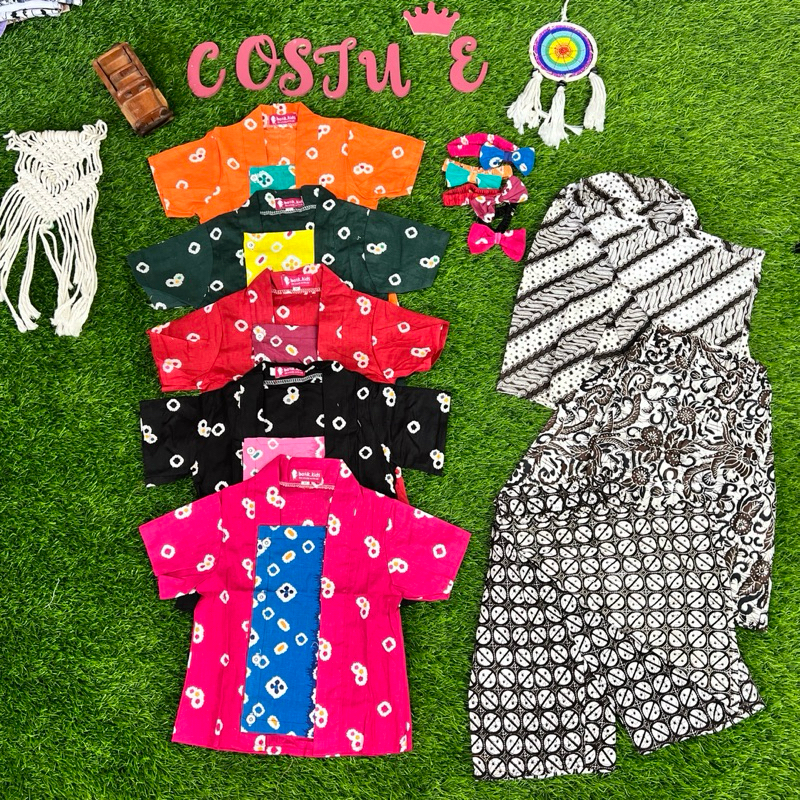 Batik Costume Couple Kutubaru Dan Kemeja Batik Anak Jumputan Series 7 Varian Warna Kutubaru Batik An