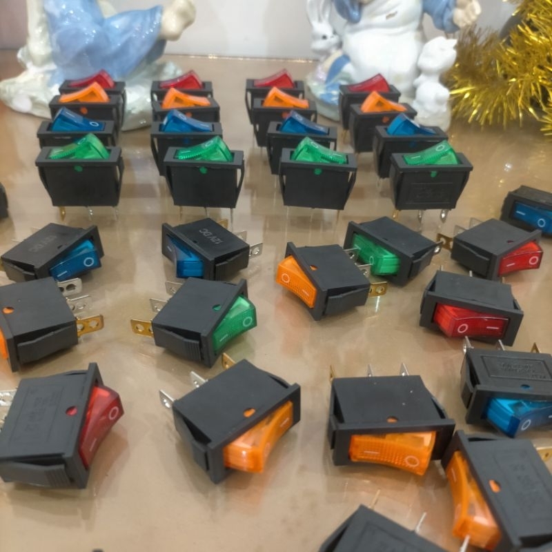 SWITCH TOMBOL Mobil Motor MODEL PIANO On-Off KAKI 3 Nyala LED