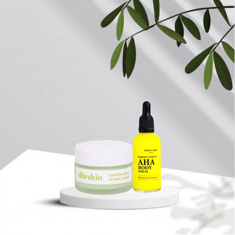 ✨SPECIAL BUNDLE 2in1✨DORSKIN Match Glow 50g + Perfect White AHA Body Serum Whitening 50ml