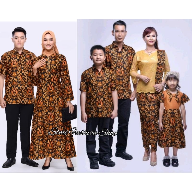 SIMIFASHION Couple keluarga kebaya set batik solo asli mix brokat papa mama anak dijual terpisah