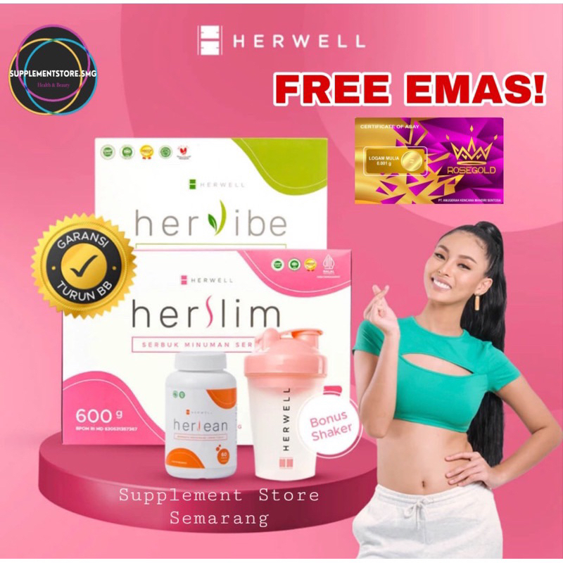 

[FREE GOLD] HERWELL 1 BOX HERSLIM HERLEAN HERVIBE HALAL BPOM Detox Susu Diet Coklat Pengganti Sarapan