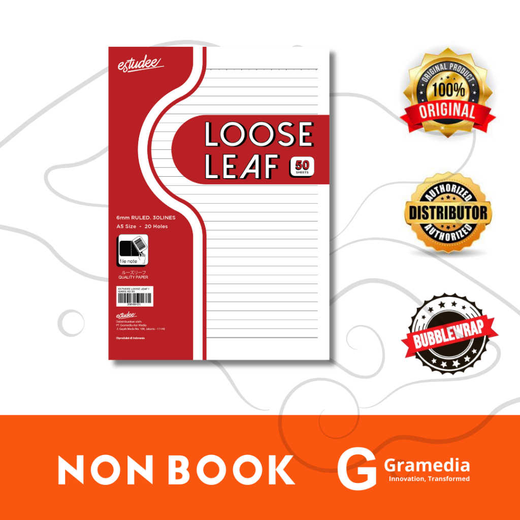 

Gramedia Sukabumi - Estudee - Loose Leaf Motif Garis Warna Putih Ukuran A5 Isi 50 Lembar