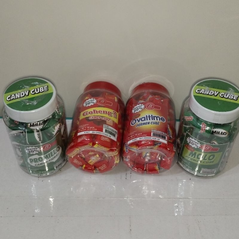 

Permen Bundle 4 Candy Cube PROMILLO + GO BENG BENG + MOLO + OVALTIME / Candy Cube isi 60pcs Rendah Gula