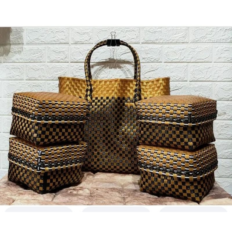 Tas set keben 4 - tas anyaman plastik shanum - shanum store