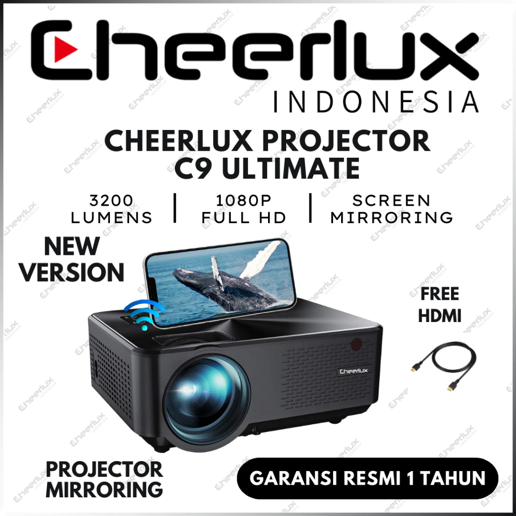 CHEERLUX INDONESIA C9 WIFI NO TV TUNER PROYEKTOR CHEERLUX C9 WIFI TANPA TV TU