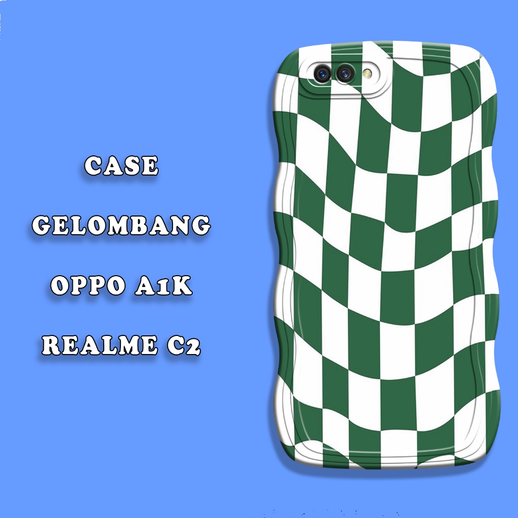 Soft Case GELOMBANG Oppo A1K - Realme C2  - Case Pro Camera - Fashion Case Motif Catur - Casing & Sk