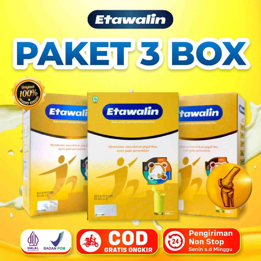 

[PAKET 3 BOX] | Etawalin | Susu Kambing Herbal Asli Yang Mampu Membantu Masalah Nyeri Sendi Pegal Linu Sakit Punggung Pegal Pegal dan Menjaga Kesehatan Tulang Sendi