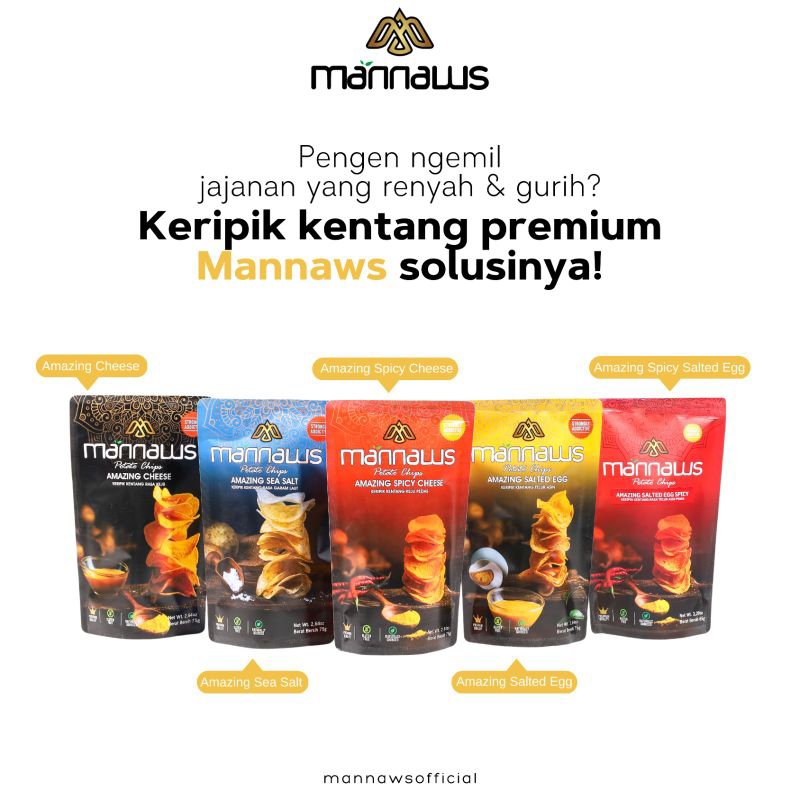 

keripik kentang premium | potato chips Manna Wa Salwa kemasan pouch