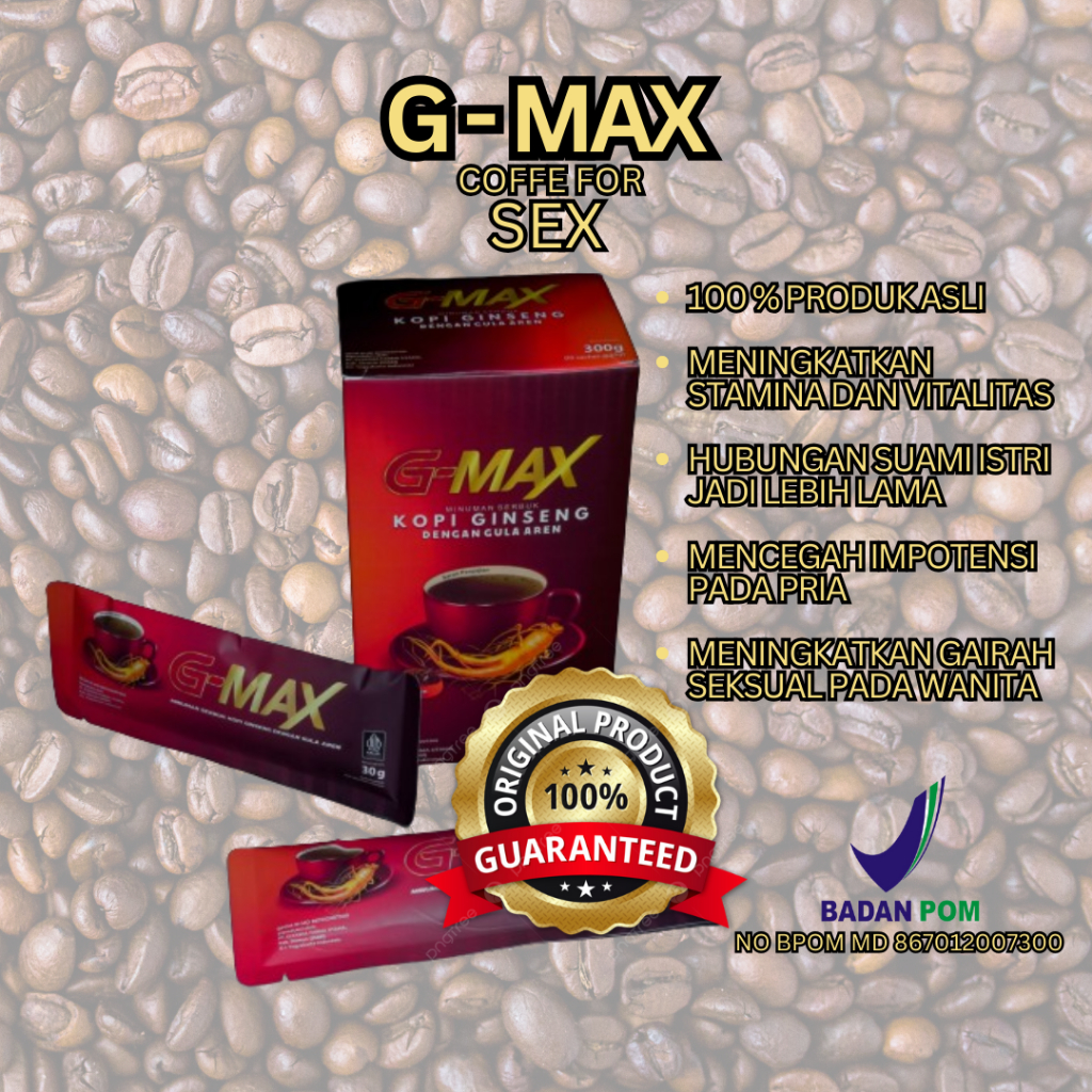 

PRODUK ORIGINAL G-MAX COFFE - KOPI PENAMBAH STAMINA PRIA BPOM AMAN - GATOT KACA RUBE JAVAMALE