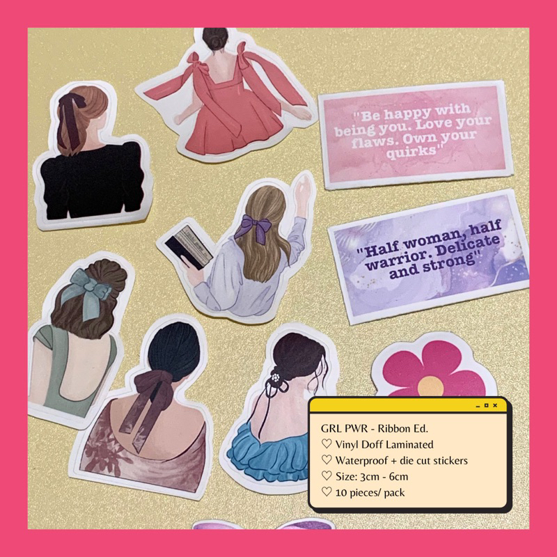 

STICKER ULZZANG GIRL/ STICKER GIRL POWER "RIBBON". (JOURNALING STICKER/SITKER JURNAL/DECO STICKER)