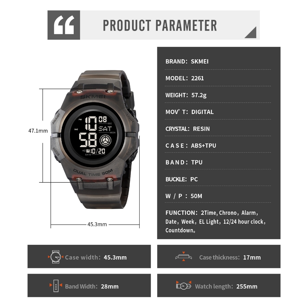 SKMEI 2261 Jam Tangan Pria Digital Sport Watch Anti Air 5 Bar MGOS-8