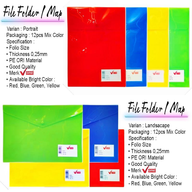 

DJB - File Folder / Map Kancing Full Color Mix 12pcs