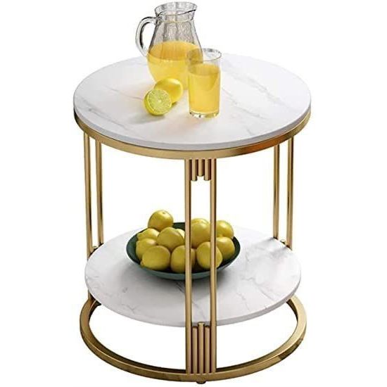 Meja Niomi Bahan Besi Holo TOP Kayu Lapis HPL Motif Marble Atau Kaca Untuk Ruang tamu, Teras, Cafe, 