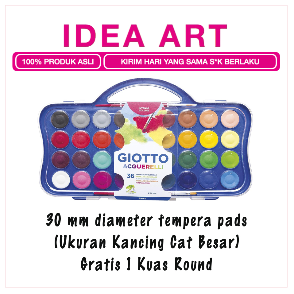 

Cat Air Set Giotto Watercolor 36 Warna 30 mm Block Ink Original Non Toxic 353600 Gratis Kuas