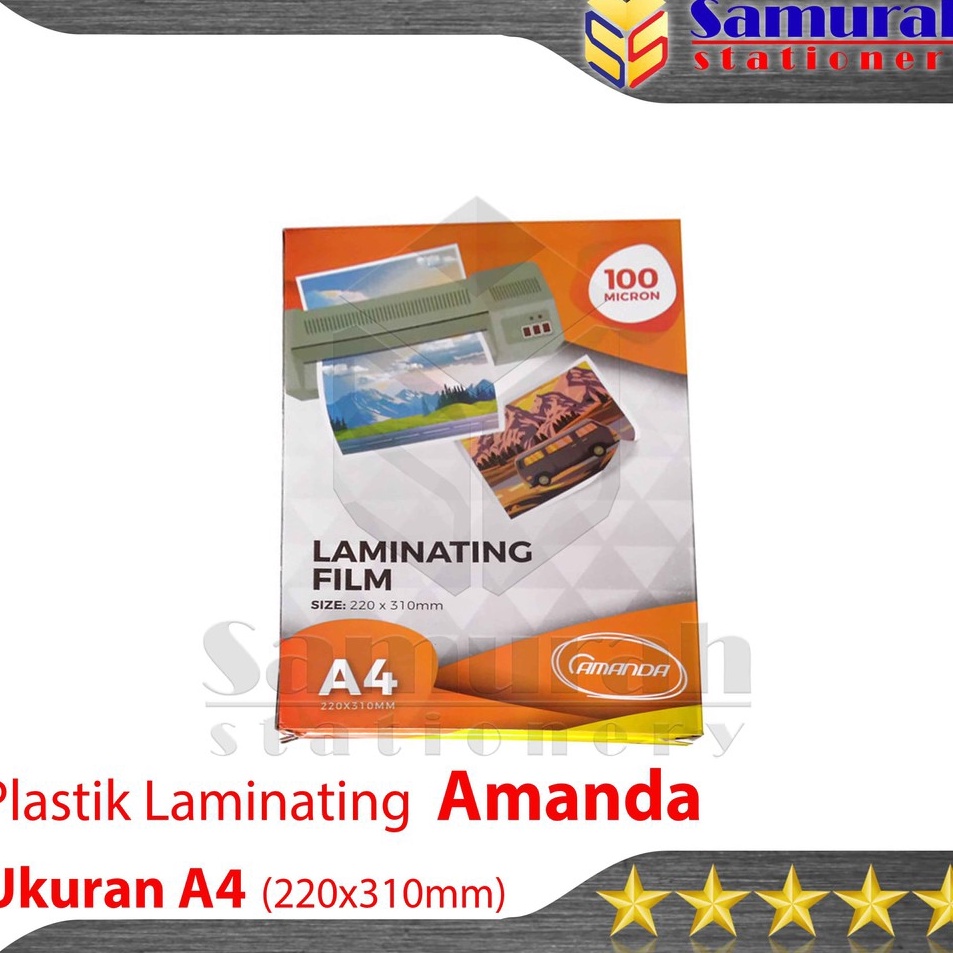 

Top Grade Plastik Laminating Film A4 Amanda 1 Micron isi 1 lembar 22 x 31 mm Per Pak