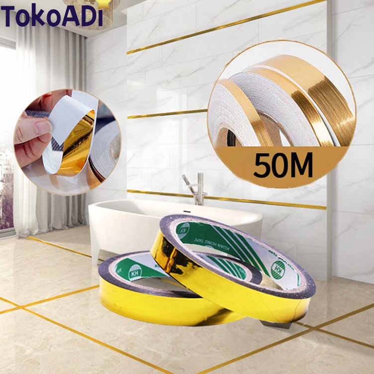 

Hadir Pilihan 5MRoll Gold Selotip Masking Tape Gold Washi Tape Stiker Emas Pita Perekat Strip Perekat Diri Dekorasi Langitlangit Stiker
