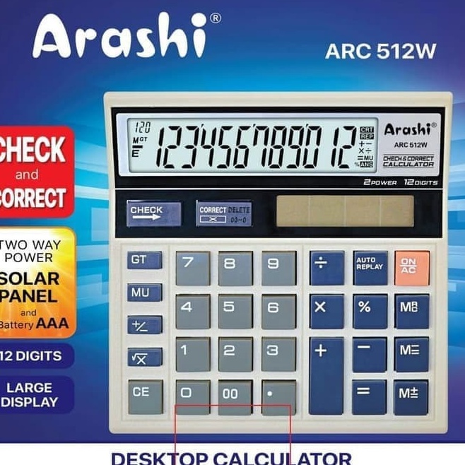 

Produk Terbaru Arashi Kalkulator Calculator ARC 512W PUTIH 12 Digit Layar Besar