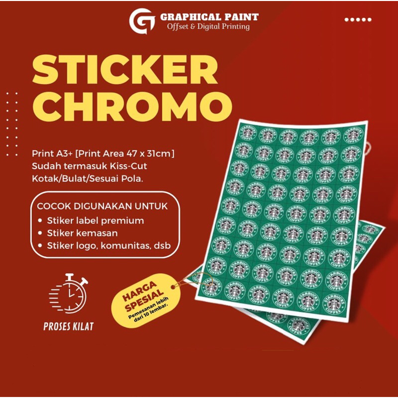 

[CUSTOM] Sticker Chromo Cutting / Label Kemasan / Stiker Kemasan makanan minuman